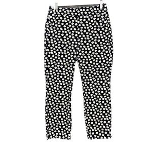 J Crew Pants Womens 8 Blue White Flower Daisy‎ Straight Leg High Rise Preppy